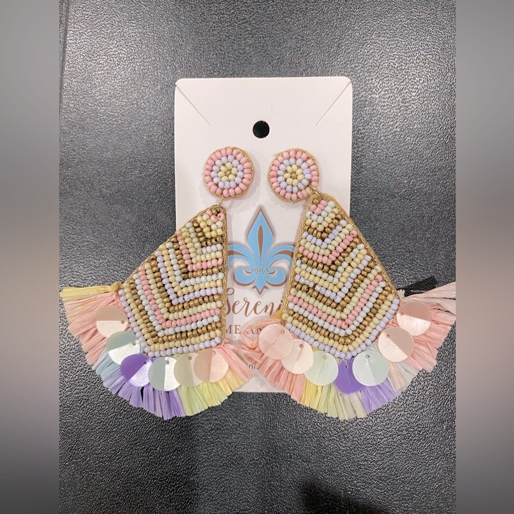 NWT Beaded birthday hat pierced earrings